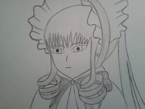 Rating: Safe Score: 0 Tags: 1girl drill_hair image long_hair looking_at_viewer monochrome shinku simple_background solo traditional_media User: admin