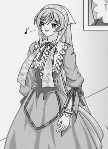 Rating: Safe Score: 0 Tags: 1girl apron eighth_note frills graphite_(medium) greyscale halftone image long_hair long_sleeves looking_at_viewer monochrome musical_note ribbon smile solo spoken_musical_note suiseiseki traditional_media User: admin