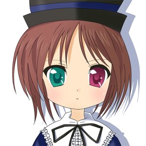 Rating: Safe Score: 0 Tags: 1girl black_ribbon blue_dress blush brown_hair closed_mouth collar eyebrows_visible_through_hair frills hat image looking_at_viewer ribbon short_hair simple_background solo souseiseki white_background User: admin