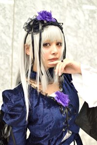 Rating: Safe Score: 0 Tags: 1girl bangs closed_mouth dress finger_to_mouth flower hair_ornament lips long_hair long_sleeves looking_at_viewer nail_polish purple_flower purple_rose red_eyes rose solo suigintou upper_body white_hair User: admin