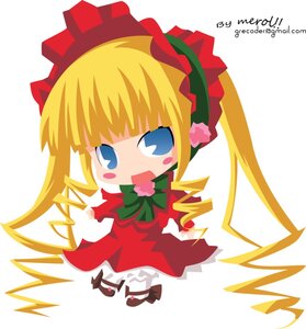 Rating: Safe Score: 0 Tags: 1girl blonde_hair blue_eyes blush_stickers bonnet bow bowtie character_name chibi dress full_body image long_hair long_sleeves looking_at_viewer open_mouth shinku simple_background solo white_background User: admin