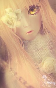 Rating: Safe Score: 0 Tags: 1girl artist_name bangs blonde_hair close-up closed_mouth face flower image kirakishou lips long_hair looking_at_viewer portrait rose solo white_flower white_rose yellow_eyes User: admin