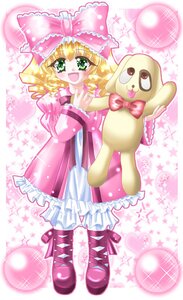 Rating: Safe Score: 0 Tags: 1girl :d blonde_hair boots bow cross-laced_footwear dress drill_hair frills full_body green_eyes hair_bow hina_ichigo hinaichigo image open_mouth pink_background pink_bow pink_dress pink_footwear smile solo sparkle stuffed_animal teddy_bear User: admin