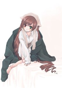 Rating: Safe Score: 0 Tags: 1girl arm_support artist_request bangs barefoot bed bed_sheet blush brown_hair closed_mouth coat collared_shirt doll doll_joints dress drill_hair eyebrows_visible_through_hair feet full_body green_eyes head_scarf heterochromia image joints long_hair long_sleeves looking_at_viewer no_pants on_bed pajamas red_eyes rozen_maiden shirt simple_background sitting sleeves_past_wrists solo suiseiseki swept_bangs twin_drills twintails very_long_hair white_background User: admin
