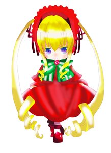 Rating: Safe Score: 0 Tags: 1girl blonde_hair blue_eyes blush bonnet bow capelet dress drill_hair full_body image long_hair red_dress ringlets shinku solo standing twin_drills twintails User: admin