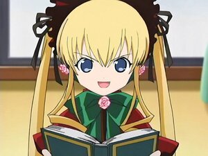Rating: Safe Score: 0 Tags: 1girl :d auto_tagged blonde_hair blue_eyes bonnet book bow bowtie green_bow hair_ribbon image long_hair looking_at_viewer open_book open_mouth pink_rose rose shinku solo twintails User: admin