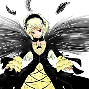 Rating: Safe Score: 0 Tags: 1girl bangs black_dress black_wings blonde_hair closed_mouth cowboy_shot detached_collar dress feathered_wings feathers frills hairband image lolita_hairband long_sleeves looking_at_viewer red_eyes ribbon short_hair simple_background smile solo suigintou white_background wings User: admin