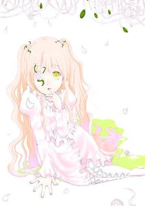 Rating: Safe Score: 0 Tags: 1girl boots dress flower image kirakishou long_hair long_sleeves pink_hair puffy_sleeves rose sitting solo striped vertical_stripes very_long_hair yellow_eyes User: admin