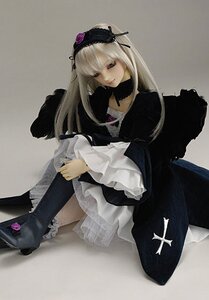 Rating: Safe Score: 0 Tags: 1girl boots doll dress flower frills hairband long_hair long_sleeves looking_at_viewer rose silver_hair sitting solo suigintou User: admin