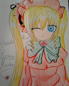 Rating: Safe Score: 0 Tags: 1girl blonde_hair blue_eyes bow bowtie dress drill_hair flower image long_hair long_sleeves looking_at_viewer marker_(medium) millipen_(medium) one_eye_closed photo pink_flower pink_rose red_flower rose shikishi shinku simple_background solo traditional_media twintails watercolor_(medium) User: admin
