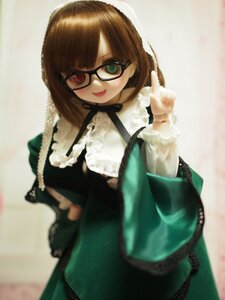 Rating: Safe Score: 0 Tags: 1girl :d bangs blunt_bangs brown_hair doll glasses long_hair long_sleeves looking_at_viewer open_mouth smile solo suiseiseki User: admin