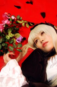 Rating: Safe Score: 0 Tags: 1girl blonde_hair bug butterfly flower insect leaf lips lipstick long_hair long_sleeves looking_at_viewer lying makeup nail_polish red_background red_eyes solo suigintou User: admin