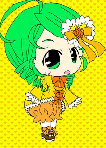 Rating: Safe Score: 0 Tags: 1girl ahoge bow dress drill_hair frills full_body green_eyes green_hair image kanaria long_sleeves open_mouth solo standing twin_drills yellow_background yellow_bow yellow_dress User: admin