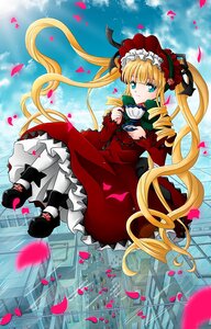 Rating: Safe Score: 0 Tags: 1girl blonde_hair blue_eyes bonnet bow dress drill_hair flower image long_hair long_sleeves petals red_dress rose_petals shinku shoes sky solo twintails very_long_hair User: admin