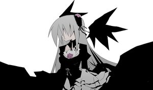 Rating: Safe Score: 0 Tags: 1girl dress flower frills image long_hair long_sleeves rose solo suigintou very_long_hair wings User: admin