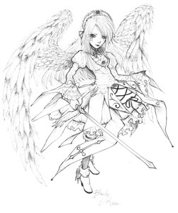 Rating: Safe Score: 0 Tags: 1girl angel_wings dated dress feathered_wings frills full_body greyscale high_heels holding holding_weapon image long_hair long_sleeves looking_at_viewer monochrome signature solo standing suigintou sword thighhighs weapon wings User: admin