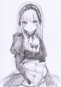 Rating: Safe Score: 0 Tags: 1girl bangs blush closed_mouth dress frills greyscale hairband image lolita_fashion long_sleeves looking_at_viewer monochrome solo suigintou User: admin