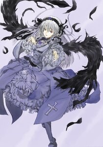 Rating: Safe Score: 0 Tags: 1girl black_feathers black_wings dress feathered_wings feathers flower frilled_sleeves frills full_body hairband image long_hair long_sleeves looking_at_viewer red_eyes ribbon rose silver_hair solo suigintou wings User: admin