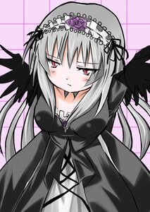 Rating: Safe Score: 0 Tags: 1girl black_dress black_wings blush dress frills hairband image juliet_sleeves lolita_hairband long_hair long_sleeves looking_at_viewer pink_eyes silver_hair solo suigintou wings User: admin