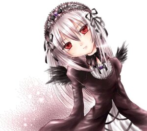 Rating: Safe Score: 0 Tags: 1girl black_ribbon black_wings detached_collar dress flower frills hairband image long_hair long_sleeves looking_at_viewer red_eyes ribbon silver_hair solo suigintou white_background wings User: admin