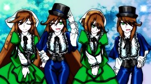Rating: Safe Score: 0 Tags: 1girl ;d bow brown_hair costume_switch dress frills green_eyes hat image long_hair long_sleeves looking_at_viewer one_eye_closed open_mouth smile souseiseki suiseiseki User: admin