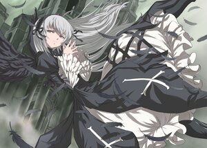 Rating: Safe Score: 0 Tags: 1girl akira_(coffee_curry) arm_ribbon bangs black_ribbon black_wings castle commentary_request cross cross-laced_clothes dress dutch_angle feathered_wings feathers feet_out_of_frame fingers_together floating floating_hair flower frills grey_hair hairband image inverted_cross lolita_hairband long_hair long_sleeves looking_at_viewer photoshop_(medium) pink_eyes red_eyes ribbon rose rozen_maiden silver_hair solo spread_fingers suigintou very_long_hair wings User: admin