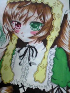 Rating: Safe Score: 0 Tags: 1girl bangs blush brown_hair dress frills green_dress green_eyes head_scarf image long_hair long_sleeves ribbon solo suiseiseki upper_body User: admin