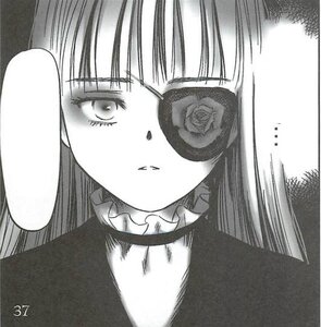 Rating: Safe Score: 0 Tags: 1girl bangs barasuishou blunt_bangs eyepatch flower greyscale image long_hair looking_at_viewer monochrome rose solo traditional_media User: admin