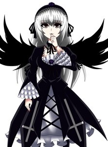 Rating: Safe Score: 0 Tags: 1girl black_ribbon black_wings dress flower frilled_sleeves frills hairband image long_hair long_sleeves looking_at_viewer pink_eyes rose silver_hair solo standing suigintou white_background wings User: admin