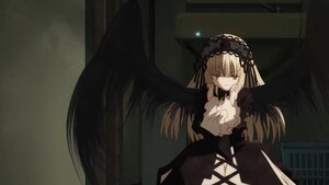 Rating: Safe Score: 0 Tags: 1girl black_dress black_ribbon black_wings dress hairband image lolita_hairband long_hair long_sleeves red_eyes ribbon solo suigintou wings User: admin