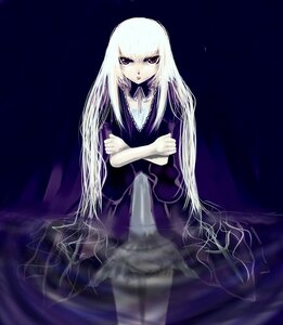 Rating: Safe Score: 0 Tags: 1girl crossed_arms dress frills image long_hair looking_at_viewer pale_skin purple_dress purple_eyes purple_theme short_sleeves sitting solo suigintou very_long_hair white_hair User: admin
