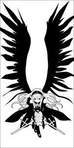 Rating: Safe Score: 0 Tags: 1girl bangs black_wings feathered_wings feathers frills greyscale hairband holding holding_weapon image long_hair long_sleeves looking_at_viewer monochrome red_eyes solo suigintou very_long_hair weapon wings User: admin
