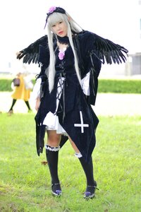 Rating: Safe Score: 0 Tags: 1girl 3d black_wings blurry depth_of_field dress flower frills full_body gothic_lolita hairband lips long_hair long_sleeves looking_at_viewer silver_hair solo standing suigintou wings User: admin