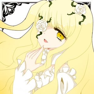 Rating: Safe Score: 0 Tags: 1girl bangs blonde_hair dress flower frills hair_flower hair_ornament image kirakishou long_hair rose smile solo thorns white_flower white_rose yellow_eyes yellow_rose User: admin