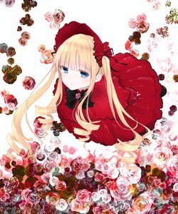 Rating: Safe Score: 0 Tags: 1girl blonde_hair blue_eyes blush bonnet bow dress drill_hair flower hat image long_hair looking_at_viewer pink_flower pink_rose red_dress red_flower red_rose rose shinku solo twin_drills twintails white_flower white_rose User: admin