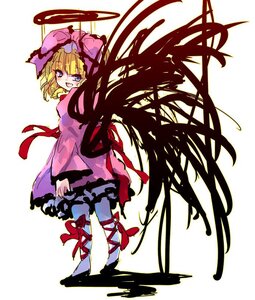 Rating: Safe Score: 0 Tags: 1girl blonde_hair bow dress frills full_body hat hinaichigo image long_sleeves looking_at_viewer pink_bow ribbon short_hair smile solo striped wide_sleeves wings User: admin