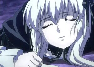 Rating: Safe Score: 0 Tags: 1girl choker closed_eyes crying dress hair_between_eyes image ribbon solo suigintou tears User: admin