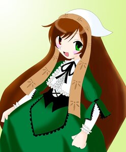 Rating: Safe Score: 0 Tags: 1girl :d brown_hair dress frills full_body green_dress green_eyes head_scarf heterochromia image long_hair long_sleeves looking_at_viewer open_mouth red_eyes simple_background smile solo standing suiseiseki very_long_hair User: admin