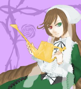 Rating: Safe Score: 0 Tags: 1girl brown_hair dress flower frills green_dress green_eyes head_scarf heterochromia holding image long_hair long_sleeves looking_at_viewer red_eyes solo suiseiseki very_long_hair watering_can User: admin