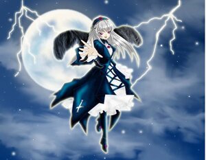 Rating: Safe Score: 0 Tags: 1girl boots dress frills hairband image long_hair long_sleeves looking_at_viewer moon night night_sky outstretched_hand red_eyes silver_hair sky solo space star_(sky) starry_sky suigintou wings User: admin
