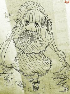 Rating: Safe Score: 0 Tags: 1girl auto_tagged bangs blush dress drill_hair flower full_body image long_hair looking_at_viewer monochrome ribbon shinku shoes solo standing traditional_media twintails very_long_hair User: admin