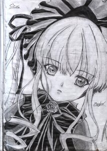 Rating: Safe Score: 0 Tags: 1girl artist_name blush bow dated flower greyscale image lolita_fashion long_hair looking_at_viewer marker_(medium) monochrome ribbon rose shikishi shinku signature solo traditional_media User: admin