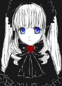 Rating: Safe Score: 0 Tags: 1girl :< bangs black_background black_dress blue_eyes blunt_bangs closed_mouth dress expressionless flower gothic_lolita image lolita_fashion long_hair looking_at_viewer rose shinku simple_background solo upper_body User: admin