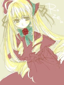 Rating: Safe Score: 0 Tags: 1girl blonde_hair blue_eyes bow bowtie dress drill_hair image long_hair long_sleeves looking_at_viewer red_dress rose shinku simple_background solo twintails upper_body User: admin