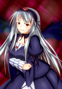 Rating: Safe Score: 0 Tags: 1girl black_wings blush detached_collar dress frilled_sleeves frills hairband image juliet_sleeves lolita_hairband long_hair long_sleeves looking_at_viewer puffy_sleeves red_eyes rose silver_hair smile solo standing suigintou very_long_hair wings User: admin