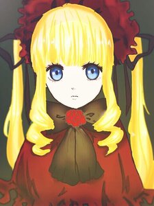 Rating: Safe Score: 0 Tags: 1girl bangs blonde_hair blue_eyes bonnet bow bowtie closed_mouth dress drill_hair flower image long_hair long_sleeves looking_at_viewer red_dress rose shinku sidelocks simple_background solo upper_body User: admin