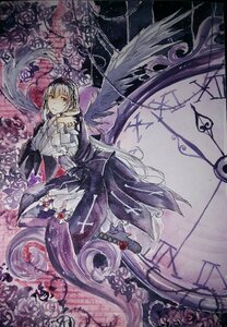 Rating: Safe Score: 0 Tags: 1girl black_wings dress feathered_wings flower frills hairband image red_eyes rose silver_hair solo suigintou wings User: admin