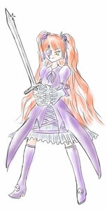 Rating: Safe Score: 0 Tags: 1girl boots dress eyepatch full_body image kirakishou long_hair purple_dress solo standing striped sword thigh_boots thighhighs very_long_hair weapon yellow_eyes User: admin
