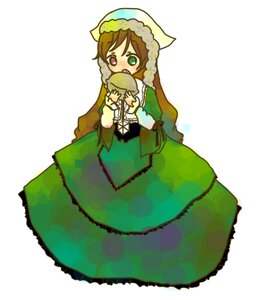 Rating: Safe Score: 0 Tags: 1girl brown_hair dress frills green_dress green_eyes hat head_scarf heterochromia image long_hair long_sleeves open_mouth red_eyes simple_background solo suiseiseki very_long_hair white_background User: admin