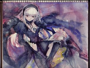 Rating: Safe Score: 0 Tags: 1girl black_dress dress image long_sleeves looking_at_viewer red_eyes sitting solo suigintou traditional_media white_hair wings User: admin